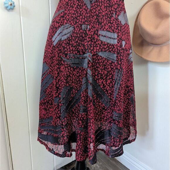 Reiss Black Red Loretta Flutter Sleeves Dress 2 Whimsigoth Fairy Grunge Witchy - Picture 9 of 11